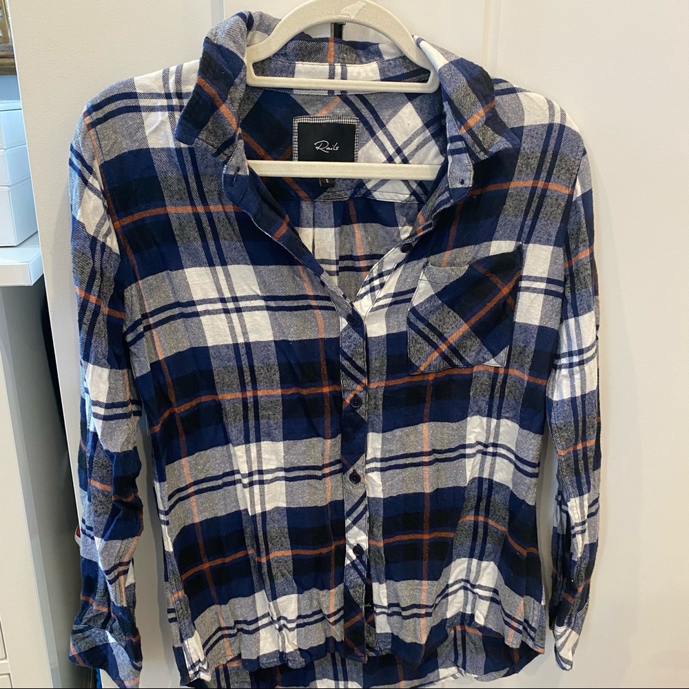 Navy Rails Flannel Buttondown Shirt